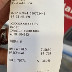 Chevron - Proof I'm a customer and paid for my gas and want to use the bathroom to relieve myself.
