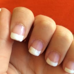 Blotchy white tips and the sides of my nails completely missed.