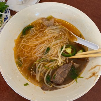 Pho Huong Que - This is choose your 3 meats for your pho I was literally half way done ! So yummy & full - Vietnamese Near Me - Charlotte, North Carolina