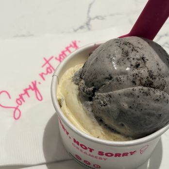 Sorry Not Sorry Creamery - Salted pistachios brittle and black sesame cookies and cream - Ice Cream & Frozen Yogurt Near Me - Long Beach, California