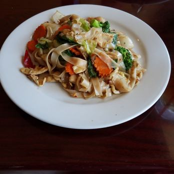 Thai Basil - Drunken noodles. Look and smell delicious.  Time to dive in. - Thai Near Me - Tempe, Arizona