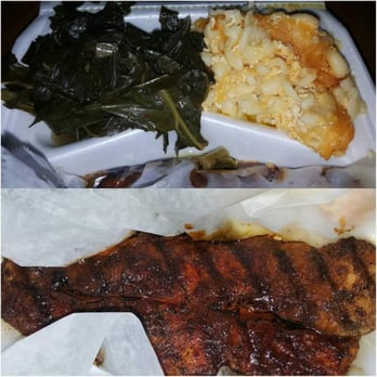 Catfish Cafe - Blackened Catfish (my favorite), mac n cheese and collard greens... - Soul Food Near Me - Jamaica, New York