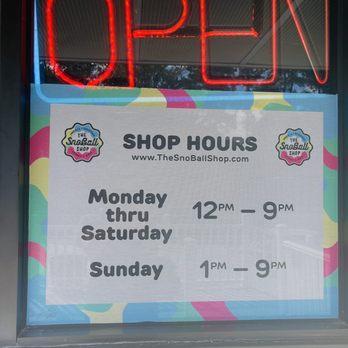 The SnoBall Shop - Opening hours 2022 (open from April to October) - Shaved Ice Near Me - Virginia Beach, Virginia