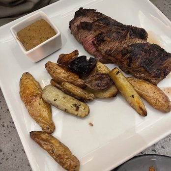 Town Bar + Kitchen - Steak with potatoes (with a cracked pepper sauce substitute instead of the Chimichurri sauce) - New American Near Me - Morristown, New Jersey Town Bar + Kitchen - Steak with potatoes (with a cracked pepper sauce substitute instead of the Chimichurri sauce) - New American Near Me - Morristown, New Jersey