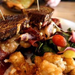 Barley Mow - Pastrami Melt - don't think they serve it like this anymore with the side of tots and arugula salad. Also used to cost $18, now $21. Ouch.
