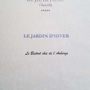 Le Jardin d'Hiver - Menu 28/8/16 - French Near Me - Chantilly, 60