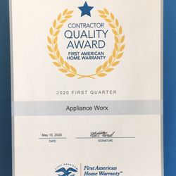 Appliance Worx - Quality Award