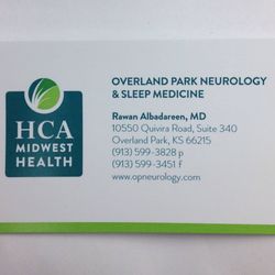 Overland Park Neurology & Sleep Medicine - Business card for Dr. Rawan Albadareen, whom I highly recommend.