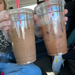 Milky Way iced latte and almond joy iced latte with cupcake flavor and almond milk Milky Way iced latte and almond joy iced latte with cupcake flavor and almond milk