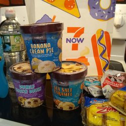 LIGHTENING-FAST delivery with the 7NOW app--barely 20 minutes! DELICIOUS 7-11 ice cream pints! One happy and safe Friday-night fam'! :-)
