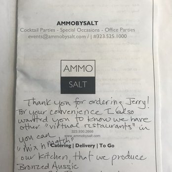 Bronzed Aussie - Note from Andrea on the Ammo by Salt front of their menu. - Australian Near Me - Los Angeles, California Bronzed Aussie - Note from Andrea on the Ammo by Salt front of their menu. - Australian Near Me - Los Angeles, California