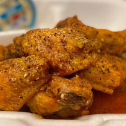 Wow Wing & Deli - Hot Lemon Pepper. Excellent. Hubby's Jam Jam-boney :)...