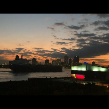 Crescent Park - Ship passing at dusk. - Dog Parks Near Me - New Orleans, Louisiana