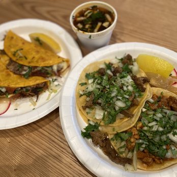 Tacos El Noa Noa - Left, two quesabirria, right, asada and pastor tacos - Food Trucks Near Me - Sunnyvale, California Tacos El Noa Noa - Left, two quesabirria, right, asada and pastor tacos - Food Trucks Near Me - Sunnyvale, California