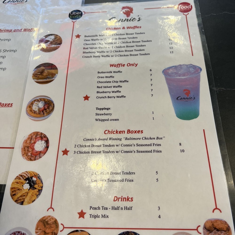 Connie's Chicken And Waffles - Menu - Waffles Near Me - Baltimore, Maryland Connie's Chicken And Waffles - Menu - Waffles Near Me - Baltimore, Maryland