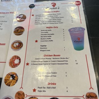 Connie's Chicken And Waffles - Menu - Waffles Near Me - Baltimore, Maryland Connie's Chicken And Waffles - Menu - Waffles Near Me - Baltimore, Maryland
