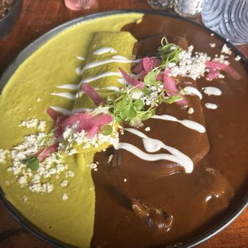 Humo Cocina Mexicana - Veggie Enchiladas with Salsa Verde and Mole - Mexican Near Me - Tucson, Arizona