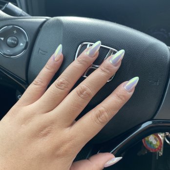 Tulip Nails - Chrome almondetto (almond/stiletto) nails ready for Cabo! - Nail Salons Near Me - Alameda, California Tulip Nails - Chrome almondetto (almond/stiletto) nails ready for Cabo! - Nail Salons Near Me - Alameda, California