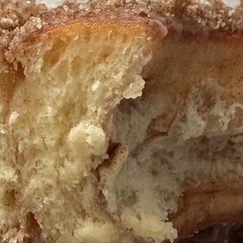 Dey's Donuts & Croissant - Inside of the cinnamon crumb topped cinnamon roll, sadly not much if any cinnamon on the inside. - Donuts Near Me - Garden Grove, California