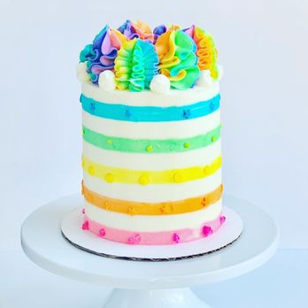 cake. vegan bakery - a multicolored cake - Custom Cakes Near Me - Dover, New Hampshire