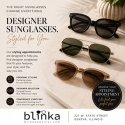 Blinka Optical - Thinking About Refreshing Your Look?
Book a styling appointment and let us help you find a look you love!