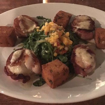 Sarabeth's Key West - Bacon wrapped scallop special with polenta! So delicious! - American Near Me - Key West, Florida Sarabeth's Key West - Bacon wrapped scallop special with polenta! So delicious! - American Near Me - Key West, Florida