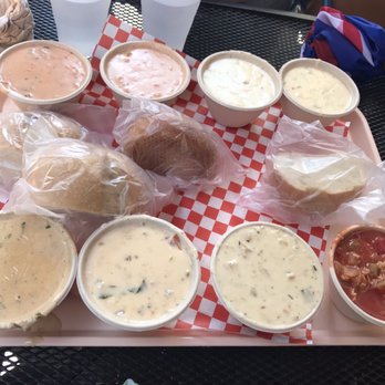 Pike Place Chowder - 8 samplers- disappointed at the scallops chowder, way too salty today. - Seafood Near Me - Seattle, Washington