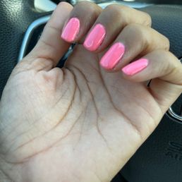 Nail polish all on my fingers. And he cut my finger I was bleeding.