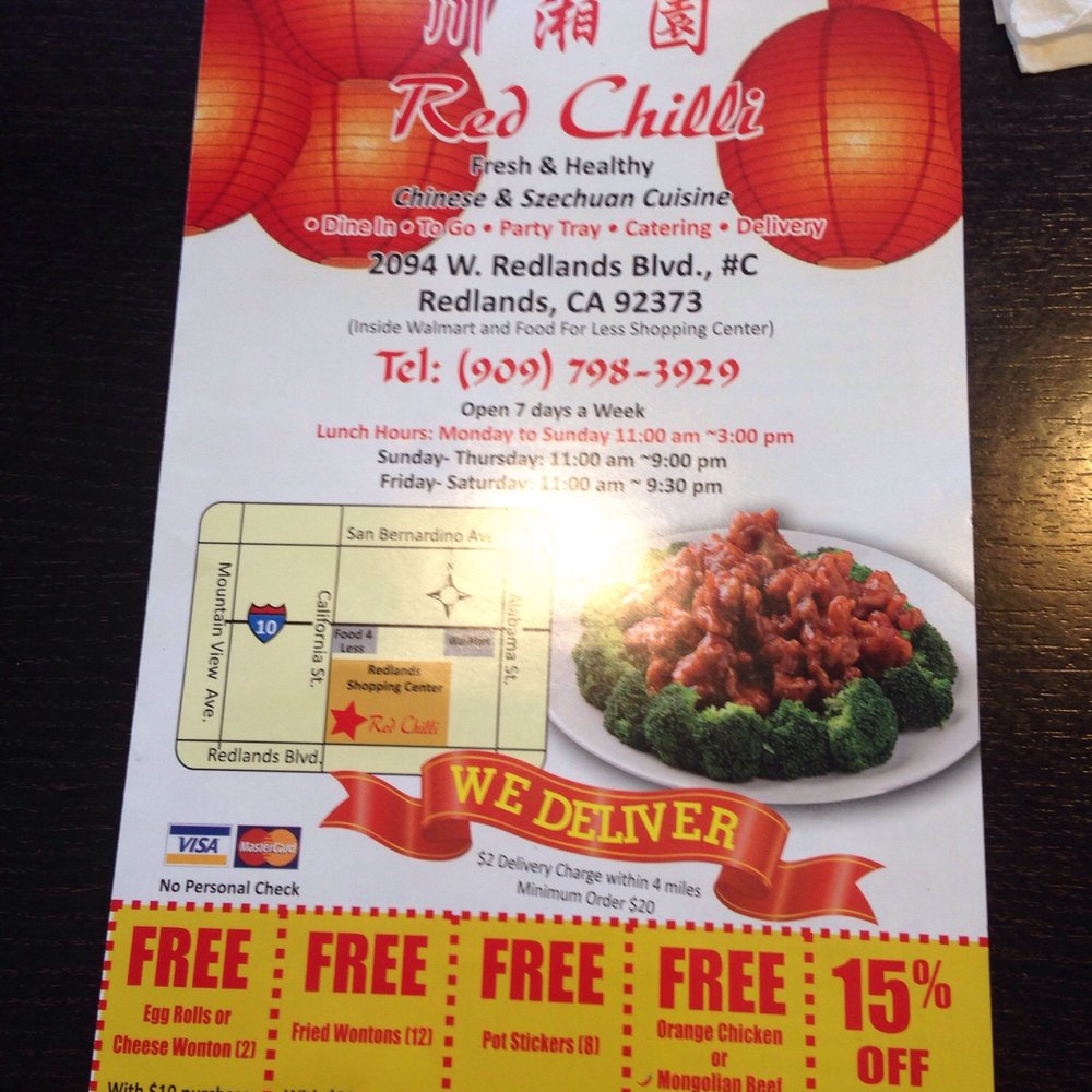 Red Chilli - Menu - Chinese Near Me - Redlands, California