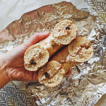 Bagel Nosh & Deli - Toasted Sesame Bagel with Walnut Raisin spread - Bagels Near Me - West Windsor, New Jersey Bagel Nosh & Deli - Toasted Sesame Bagel with Walnut Raisin spread - Bagels Near Me - West Windsor, New Jersey