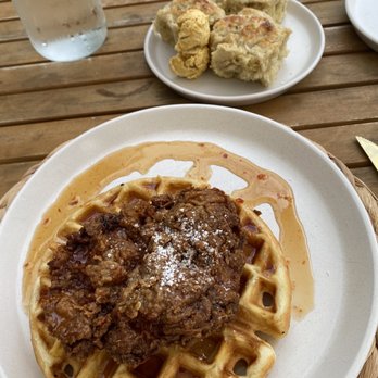 Milkweed Table + Market - Chicken & waffles with habanero syrup - Breakfast & Brunch Near Me - Pitman, New Jersey Milkweed Table + Market - Chicken & waffles with habanero syrup - Breakfast & Brunch Near Me - Pitman, New Jersey