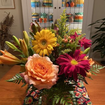 The Flower Basket - Autumnal flowers purchased for me to arrange. - Florists Near Me - Pleasantville, New York