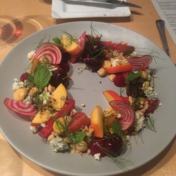 DISH Restaurant - Beet and Stone Fruit Salad w/ Blue cheese, hazelnut, fennel & Mint - New American Near Me - Lincoln, Nebraska DISH Restaurant - Beet and Stone Fruit Salad w/ Blue cheese, hazelnut, fennel & Mint - New American Near Me - Lincoln, Nebraska