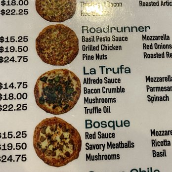 Restoration Pizza - Menu lists the ingredients on each pizza. - Pizza Near Me - Albuquerque, New Mexico