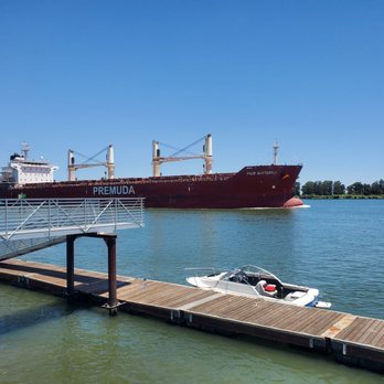The Point Restaurant  - Tanker floating by dwarfing our boat - Seafood Near Me - Rio Vista, California