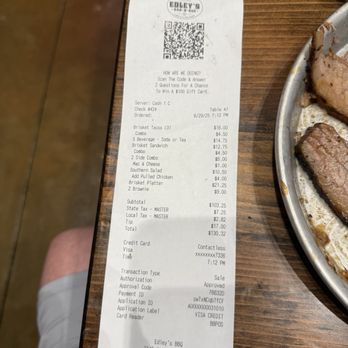 Edley's Bar-B-Que - My check. - Chicken Wings Near Me - Gallatin, Tennessee