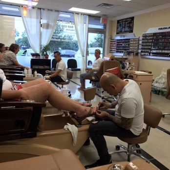 Insta Nails and Spa - View from my pedicure chair (Tony hard at work)! - Nail Salons Near Me - Point Pleasant, New Jersey