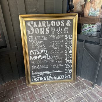 Saarloos & Sons - Menu - Wineries Near Me - Los Olivos, California