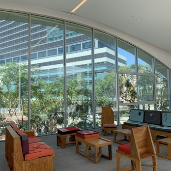 Hammer Museum - A lounge area outside the gallery with view of Westwood - Museums Near Me - Los Angeles, California