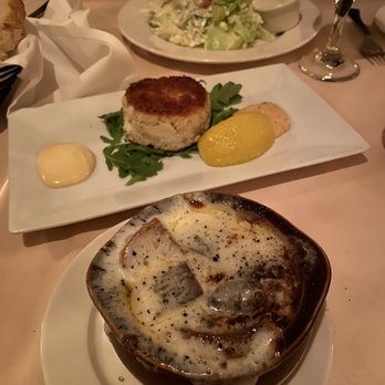 Jake's Steakhouse - Bronx - French onion soup and salad was basic but the crab cake was delicious. - Steakhouses Near Me - Bronx, New York