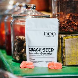 Noa Botanicals - Locally crafted cannabis gummies dusted in li hing mui for our Crack Seed series at Noa Botanicals on O'ahu Hawai