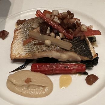 Bradleys Restaurant - Fillet of Wild Sea Bass w/ Chestnuts, Celeriac & Chard - British Near Me - London, XGL