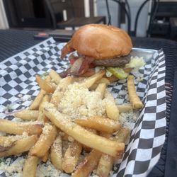 Caroline's By The Bay - Burger with Parmesan fries
