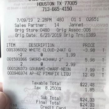 Petco - Receipt - Pet Stores Near Me - Houston, Texas