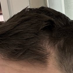 Victory Barber - Uneven cutting. Lobbed off half my bangs that I push up and to the side.