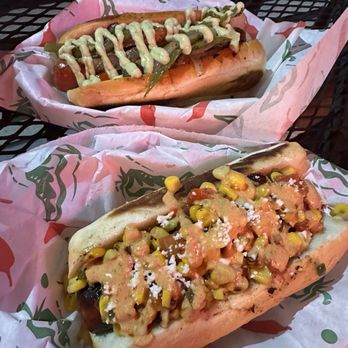 El Weinecero - Top- Perro Caliente   Bottom- Perro con Elote - Hot Dogs Near Me - San Antonio, Texas