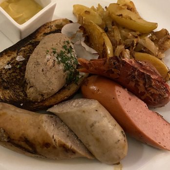 Cedarbrook Lodge - The excellent Octoberfest dinner. Bockwurst. Knockwurst, and roasted Apple and pate. - Hotels Near Me - SeaTac, Washington Cedarbrook Lodge - The excellent Octoberfest dinner. Bockwurst. Knockwurst, and roasted Apple and pate. - Hotels Near Me - SeaTac, Washington