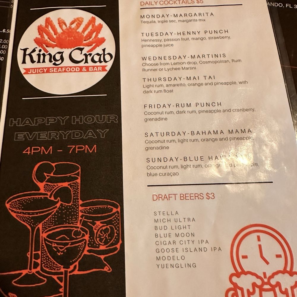 King Crab - Drink menu - Seafood Near Me - Orlando, Florida