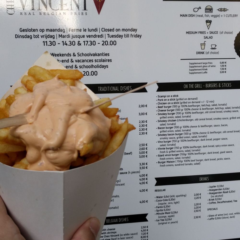Fries and menu Fries and menu
