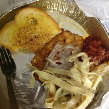 Presto Pasta - Half portion of chicken parmigiana w/ fettecine alfredo less than $9 - Italian Near Me - Camarillo, California